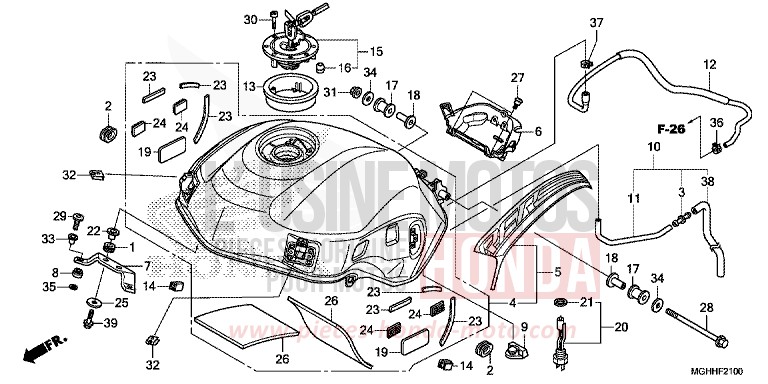 FUEL TANK for VFR1200X CANDY PROMINENCE RED (R342) from 2017