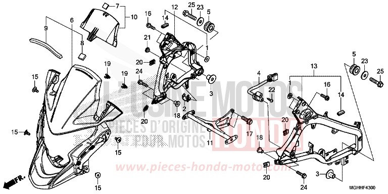 UPPER COWL for VFR1200X CANDY PROMINENCE RED (R342) from 2017