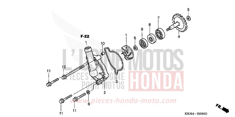 POMPA ACQUA per CRF250R EXTREME RED (R292) del 2007