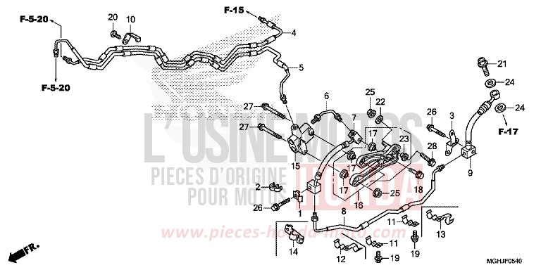 BRAKE HOSE for VFR1200X CANDY PROMINENCE RED (R342) from 2018
