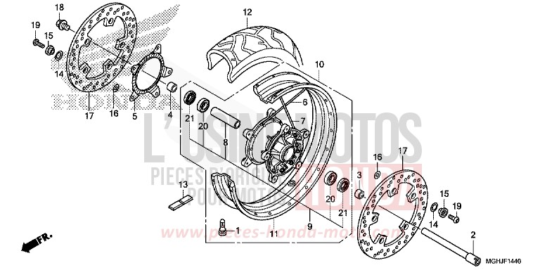 FRONT WHEEL for VFR1200X CANDY PROMINENCE RED (R342) from 2018