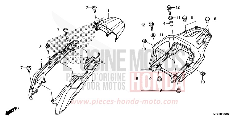 REAR COWL/CARRIER for VFR1200X CANDY PROMINENCE RED (R342) from 2018