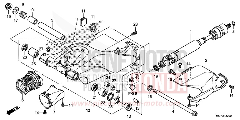 SWINGARM for VFR1200X CANDY PROMINENCE RED (R342) from 2018