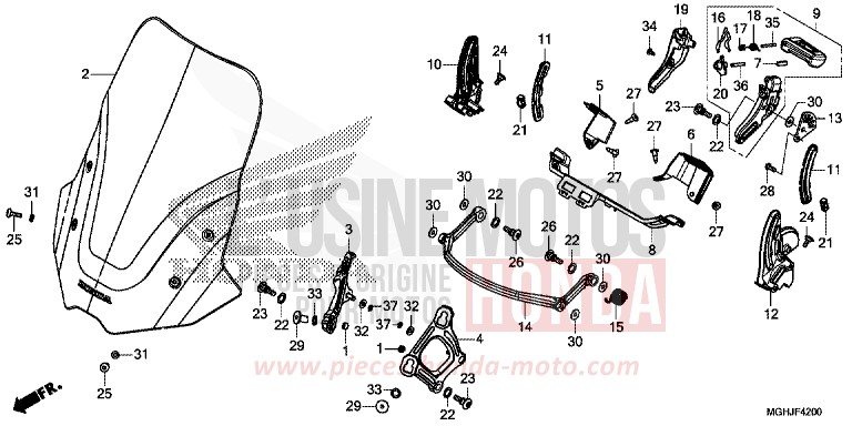 WINDSCREEN for VFR1200X CANDY PROMINENCE RED (R342) from 2018
