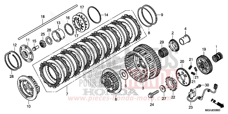 CLUTCH (VFR1200X/XA/XL) for VFR1200X PEARL GLARE WHITE (NHB53) from 2018