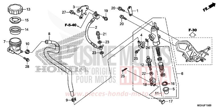 RR. BRAKE MASTER CYLINDER for VFR1200X PEARL GLARE WHITE (NHB53) from 2018