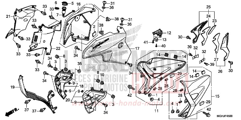 MIDDLE COWL for VFR1200X PEARL GLARE WHITE (NHB53) from 2018