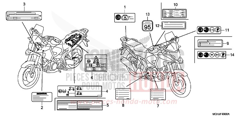 CAUTION LABEL for VFR1200X PEARL GLARE WHITE (NHB53) from 2018