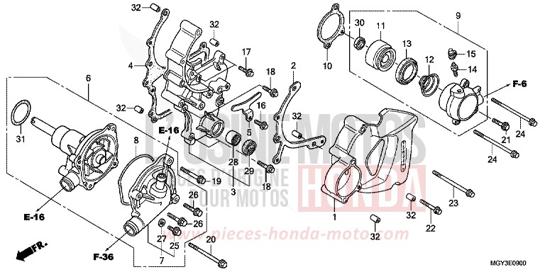 WATER PUMP for VFR800X MAT GUNPOWDER BLACK METALLIC (NH436) from 2013