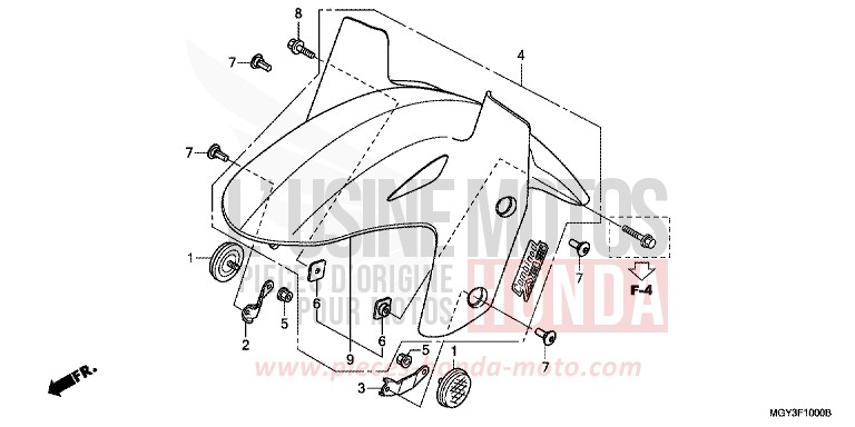 FRONT FENDER for VFR800X MAT GUNPOWDER BLACK METALLIC (NH436) from 2013