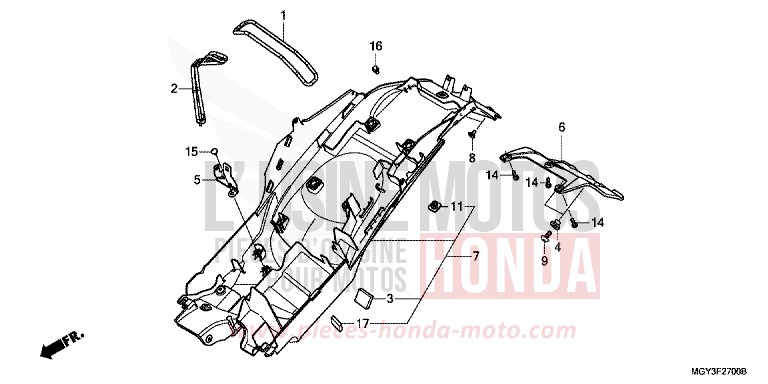 REAR FENDER for VFR800X MAT GUNPOWDER BLACK METALLIC (NH436) from 2013