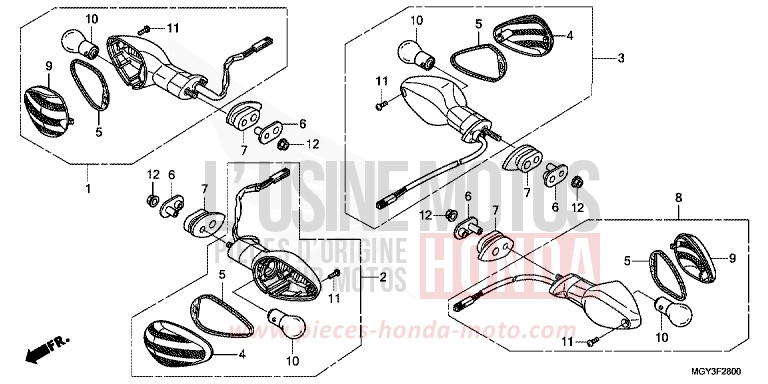WINKER for VFR800X MAT GUNPOWDER BLACK METALLIC (NH436) from 2013