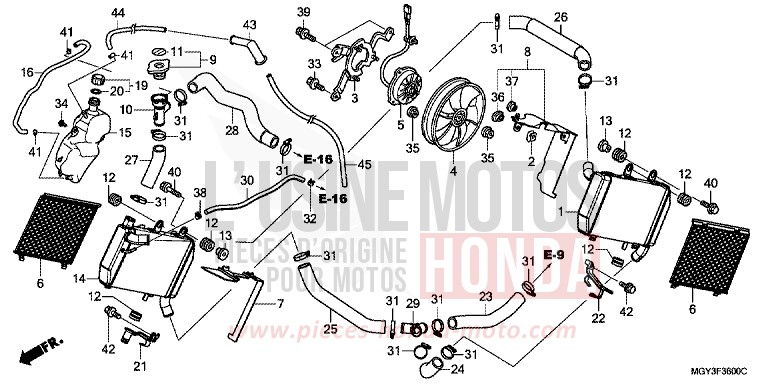RADIATOR for VFR800X MAT GUNPOWDER BLACK METALLIC (NH436) from 2013