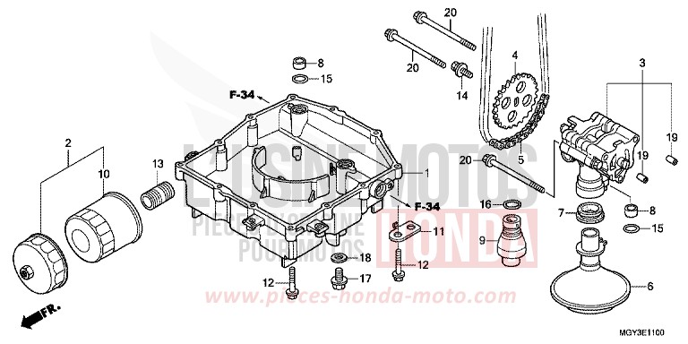 OIL PAN/OIL PUMP for VFR800X PEARL FADELESS WHITE (NH341) from 2013