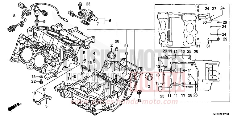 CRANKCASE for VFR800X PEARL FADELESS WHITE (NH341) from 2013