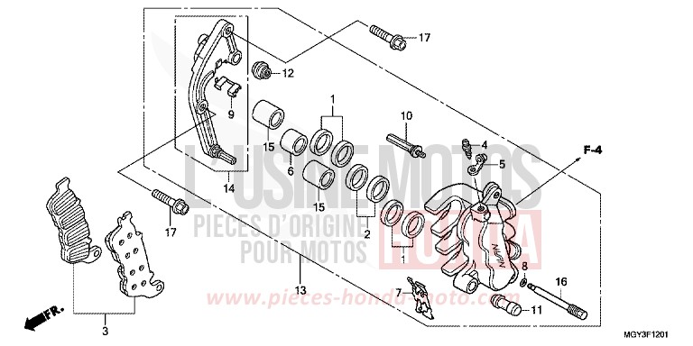 L. FRONT BRAKE CALIPER for VFR800X PEARL FADELESS WHITE (NH341) from 2013