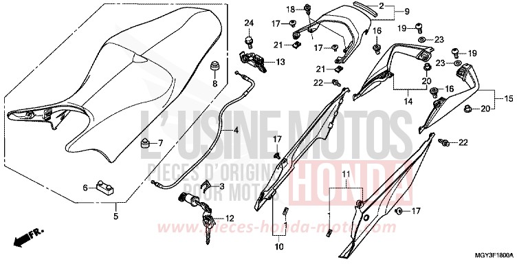SEAT/REAR COWL for VFR800X PEARL FADELESS WHITE (NH341) from 2013
