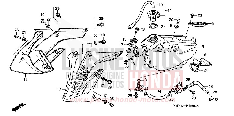 FUEL TANK for CRF250R EXTREME RED (R292) from 2007