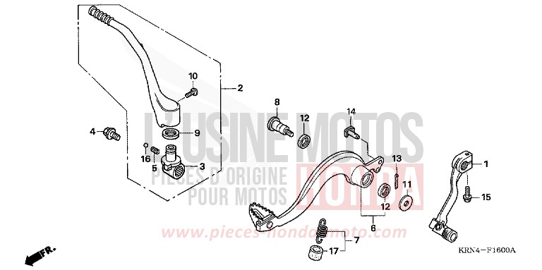 PEDAL/KICK STARTER ARM for CRF250R EXTREME RED (R292) from 2007