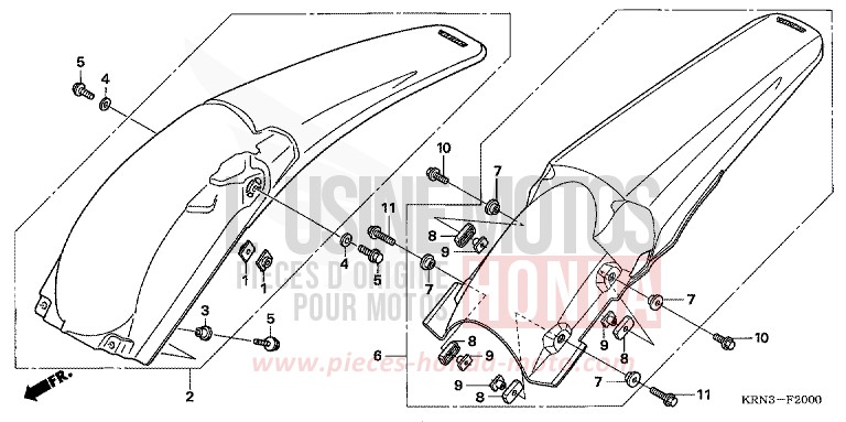 REAR FENDER for CRF250R EXTREME RED (R292) from 2007