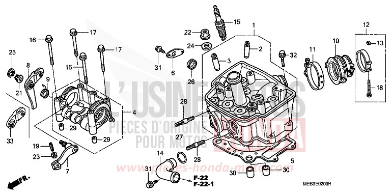 CYLINDER HEAD for CRF450R EXPLOSION RED (R254) from 2002