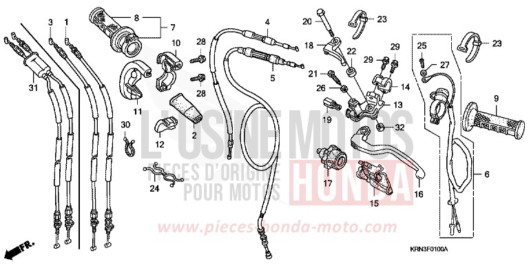 HANDLE LEVER/SWITCH/CABLE for CRF250R NOIR (NH1) from 2009