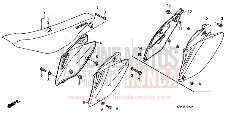 SEAT/SIDE COVER for CRF250R NOIR (NH1) from 2009