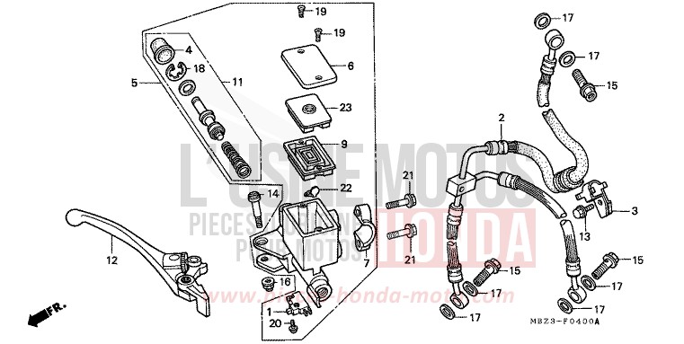 FRONT BRAKE MASTER CYLINDER (1) for Hornet ITALIAN RED (R157) from 1999