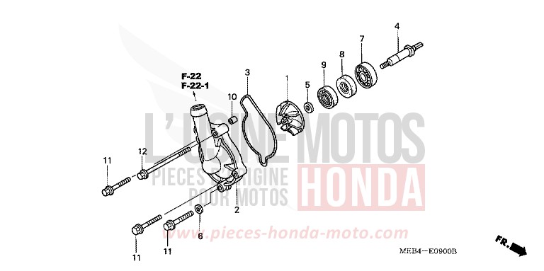 WATER PUMP for CRF450R EXPLOSION RED (R254) from 2002