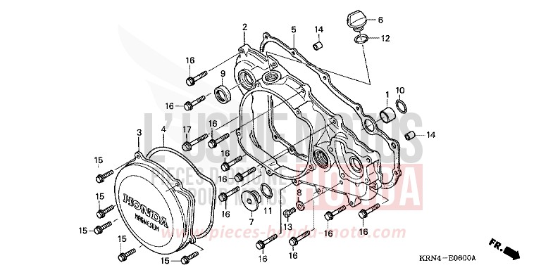 R. CRANKCASE COVER for CRF250R EXTREME RED (R292) from 2009