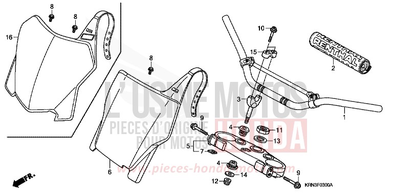 HANDLE PIPE/TOP BRIDGE for CRF250R EXTREME RED (R292) from 2009
