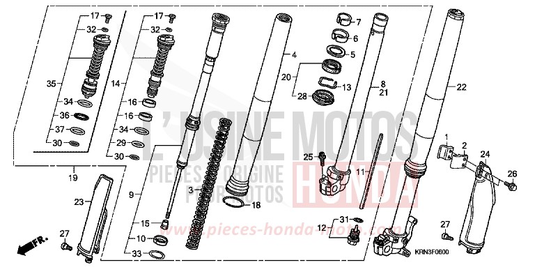 FORCELLA ANTERIORE per CRF250R EXTREME RED (R292) del 2009