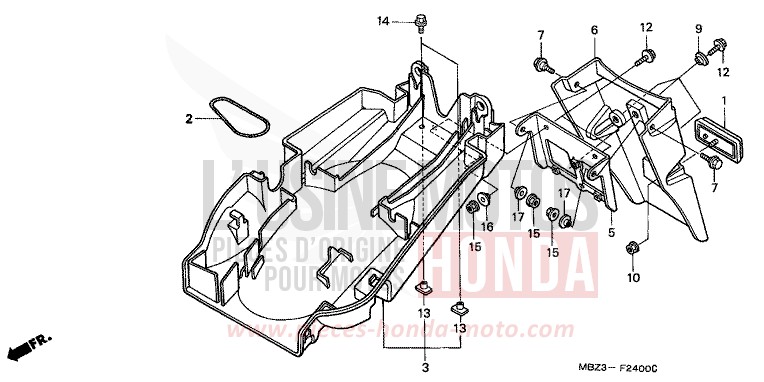 REAR FENDER for Hornet CANDY TAHITIAN BLUE (PB215) from 2000