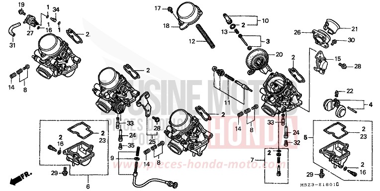 CARBURETOR (COMPONENT PARTS) for Hornet SCHWARZ (NH1) from 2000