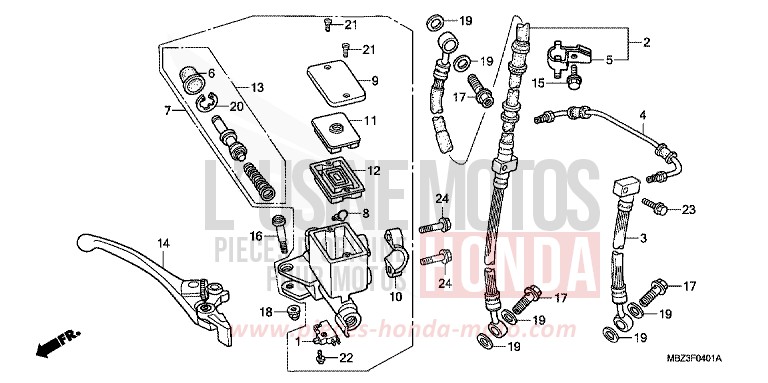 FRONT BRAKE MASTER CYLINDER (2) for Hornet SCHWARZ (NH1) from 2000