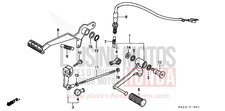 BRAKE PEDAL/ CHANGE PEDAL for Hornet SCHWARZ (NH1) from 2000