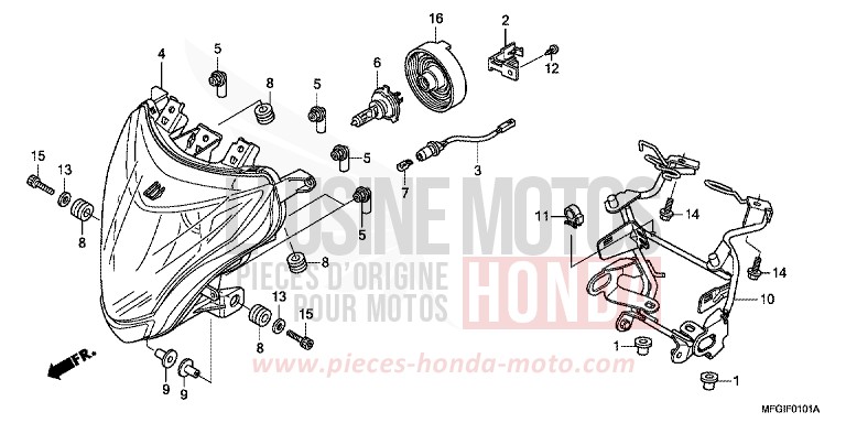 HEADLIGHT (2) for Hornet MAT CYNOS GRAY METALLIC (NH312) from 2012