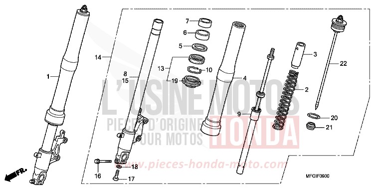 FRONT FORK for Hornet MAT CYNOS GRAY METALLIC (NH312) from 2012