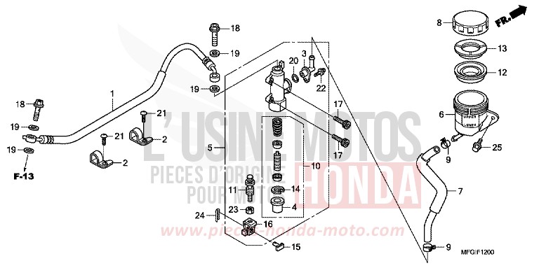 REAR BRAKE MASTERCYLINDER (CB600F/F3) for Hornet MAT CYNOS GRAY METALLIC (NH312) from 2012