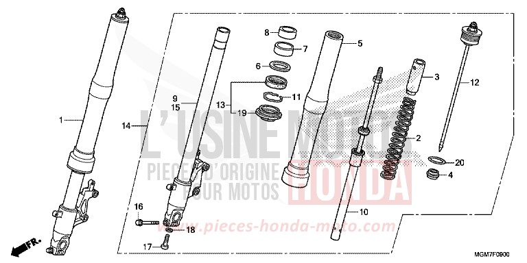 FRONT FORK for Hornet MAT CYNOS GRAY METALLIC (NH312) from 2013