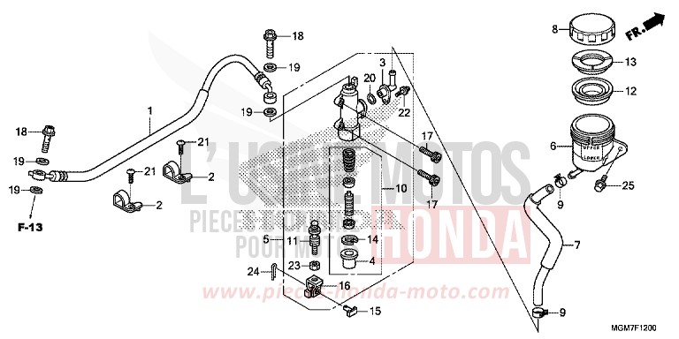 REAR BRAKE MASTER CYLINDER (CB600F) for Hornet MAT CYNOS GRAY METALLIC (NH312) from 2013