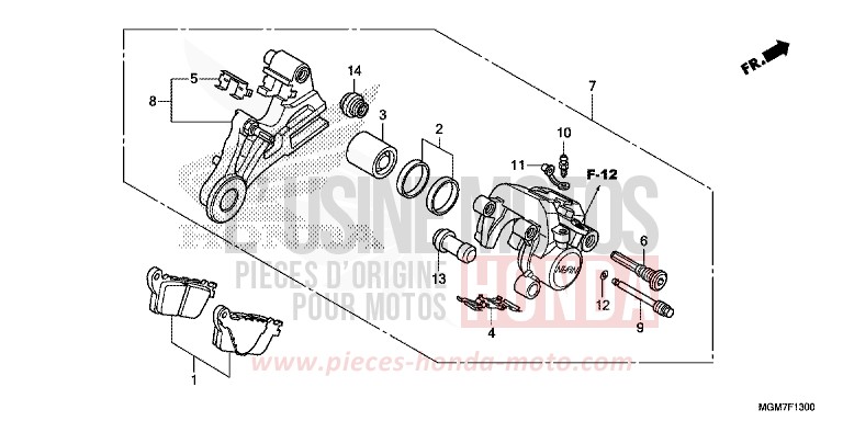 HINTERRAD-BREMSSATTEL (CB600F) for Hornet MAT CYNOS GRAY METALLIC (NH312) from 2013