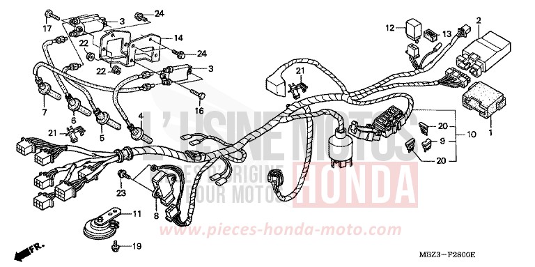 WIRE HARNESS (1) for Hornet BOON SILVER METALLIC (NH373) from 1998
