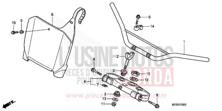 HANDLE PIPE/TOP BRIDGE (CRF450R2,3) for CRF450R EXPLOSION RED (R254) from 2002