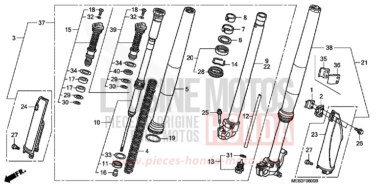 FORCELLA ANTERIORE per CRF450R EXPLOSION RED (R254) del 2002