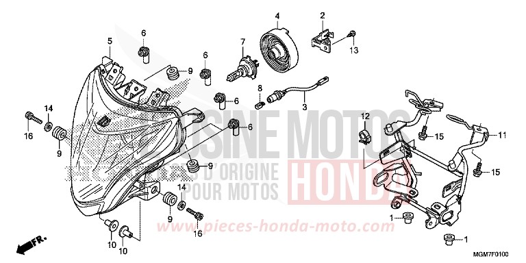 HEADLIGHT for Hornet MAT PEARL COOL WHITE (NHB44) from 2013
