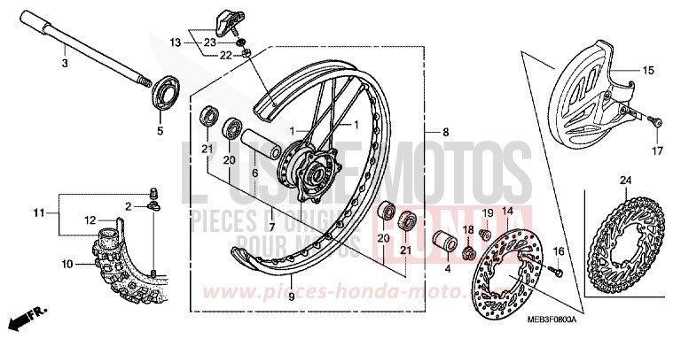 FRONT WHEEL for CRF450R EXPLOSION RED (R254) from 2002