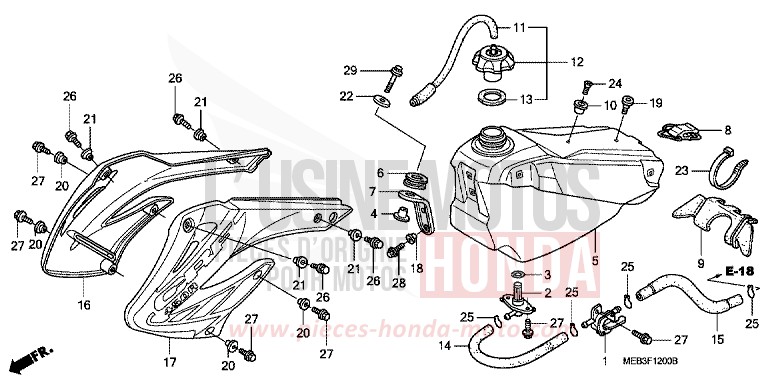 FUEL TANK (CRF450R2,3,4) for CRF450R EXPLOSION RED (R254) from 2002