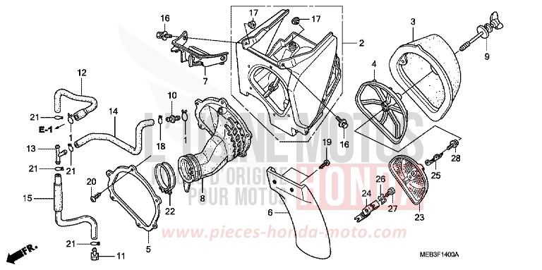 AIR CLEANER (CRF450R2) for CRF450R EXPLOSION RED (R254) from 2002