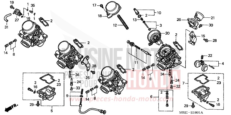 CARBURETOR (COMPONENT PARTS) (1) for Hornet CANDY XENON BLUE (PB324) from 2002